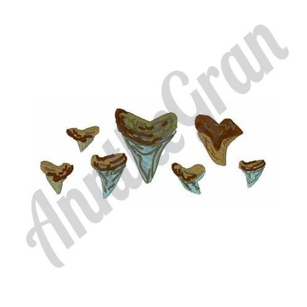 Fossil Shark Teeth - Machine Embroidery Design, Shark Teeth Embroidery Pattern, Fossil Teeth Embroidery Design