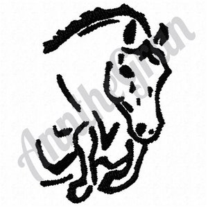 Motif de broderie contour cheval sautant. Motif de broderie machine. Motif de broderie silhouette cheval. Conception de silhouette de cheval sautant