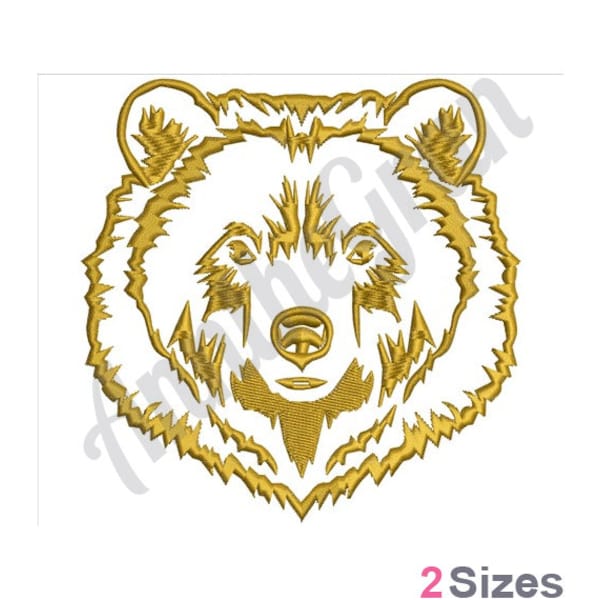 Bear Head - Machine Embroidery Design. Bear Outline Embroidery Pattern. Grizzly Bear Head Embroidery Design