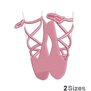 Ballerina Slippers - Machine Embroidery Design - 2 Sizes, Ballet Shoes Embroidery Pattern, Ballerina Dancer Pointe Shoes Embroidery Design