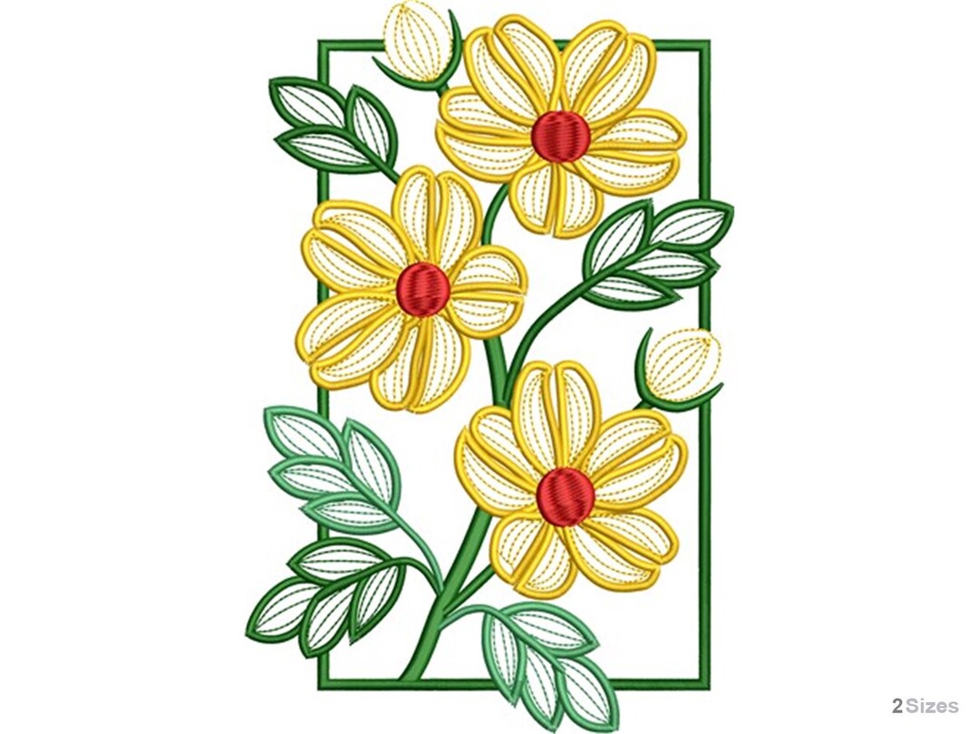 Machine Embroidery Rectangle Frame Design Rectangle Floral Frame Embroidery Pattern - Machine Embroidery Design ...