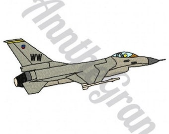 F-16 C Fighter Aircraft. Machine Embroidery Design. Military Plane Embroidery. F-16 Fighting Falcon Pattern. Fighting Plane Embroidery