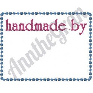 Label Handmade By Embroidery Design. Machine Embroidery Design. Handmade By Embroidery Pattern. Star Border Frame Embroidery Pattern