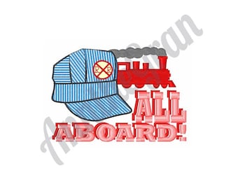 Toy Train Embroidery Design. Machine Embroidery Design. All Aboard Embroidery Design. Children Toy Train Pattern. Toy Train Embroidery