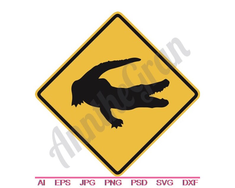 Dxf Crocodile Xing Sign Jpg Vector Art Xing Svg Clipart Road Sign Svg Eps Crossing Svg Png Cut File Croc Svg Svg