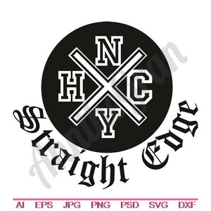 Logo NYHC - Svg, Dxf, Eps, Png, Jpg, Grafica vettoriale, Clipart, File di taglio, Svg con bordo dritto, Svg New York, Svg Hardcore, Svg musicale, Svg NYHC