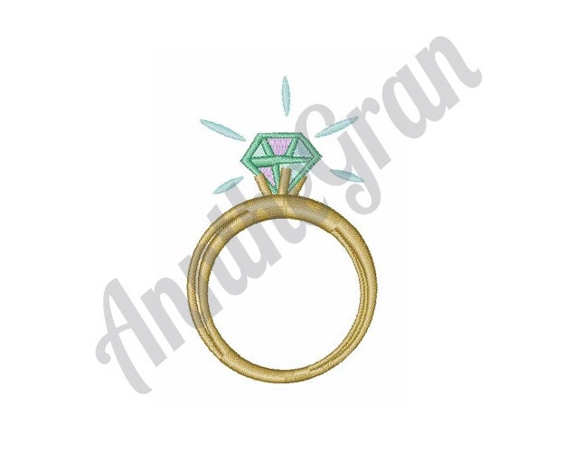 Diamond Engagement Ring Machine Embroidery Design - Etsy