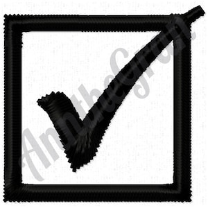 May include: Black and white checkmark icon inside a black square.