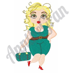 Diseño de bordado de mujer rubia. Diseño de bordado a máquina. Diseño de bordado de chica guapa. Patrón de chica hermosa. Diseño de dama elegante.