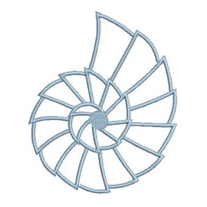 Nautilus Shell Outline - Machine Embroidery Design - 2 Sizes, Spiral Shell Embroidery Pattern