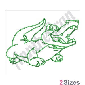 Alligator - Machine Embroidery Design, Alligator Outline Embroidery Pattern, Crocodile Design, Reptile Pattern, Gator Embroidery Design