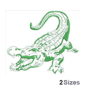 Fierce Alligator Outline - Machine Embroidery Design - 2 Sizes, Crocodile Embroidery Design, Gator Embroidery, Reptile Embroidery Design