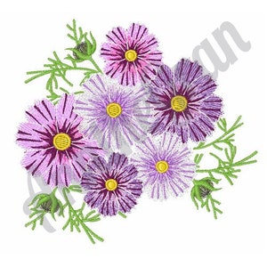 Violet Floral Arrangement Embroidery Design. Machine Embroidery Design. Purple Flowers Pattern. Violet Embroidery. Wildflowers Pattern