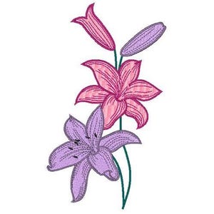 Lily Flowers - Machine Embroidery Design