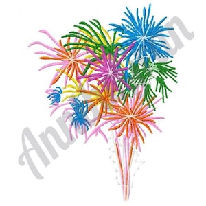 Fireworks Embroidery Design. July 4th Embroidery Pattern. Patriotic Embroidery Pattern. Machine Embroidery Design. Holiday Celebration