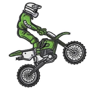 Motocross Rider - Machine Embroidery Design. Dirt Bike Embroidery Pattern. Motocross Design. Motorcycle Pattern. Off Road Motorcycle Design