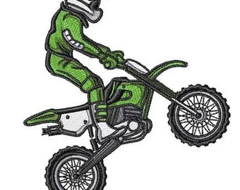Piloto de Motocross - Diseño de Bordado a Máquina. Patrón de Bordado para Motocross. Diseño de Motocross. Patrón de Motocicleta. Diseño de Moto Todoterreno.