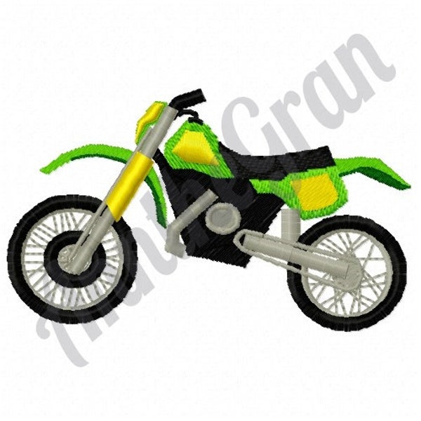 Green Dirt Bike Pattern. Machine Embroidery Design. Motocross Embroidery Design. Motorcycle Pattern. Off Road Motorcycle Design