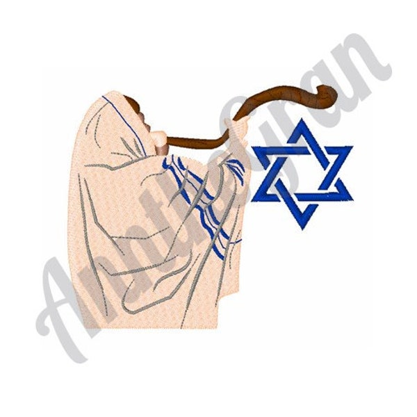 Shofar - Machine Embroidery Design, Ancient Musical Horn Embroidery