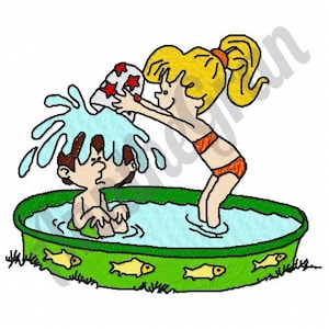 Swimming Pool Children Embroidery Design. Pool Embroidery Design. Machine Embroidery Design. Boy Embroidery Design. Girl Embroidery Design