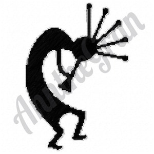 Kokopelli Silhouette Embroidery Design. Machine Embroidery Design. Fertility Deity Embroidery Design