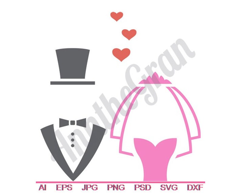 Wedding Silhouettes Svg Dxf Eps Png Jpg Vector Art | Etsy