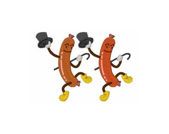 Dancing Hot Dogs - Machine Embroidery Design