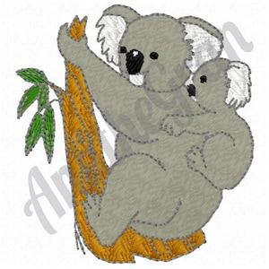 Climbing Koala Bears Embroidery Design. Machine Embroidery Design. Koala Bears on Bamboo Tree. Baby Koala Embroidery Pattern. Bamboo Design