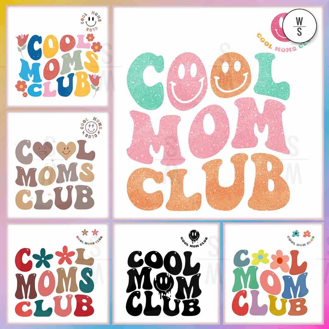 6 Cool Moms Club PNG Bundle, Funny Mom Sublimation Design, Cute Mom ...