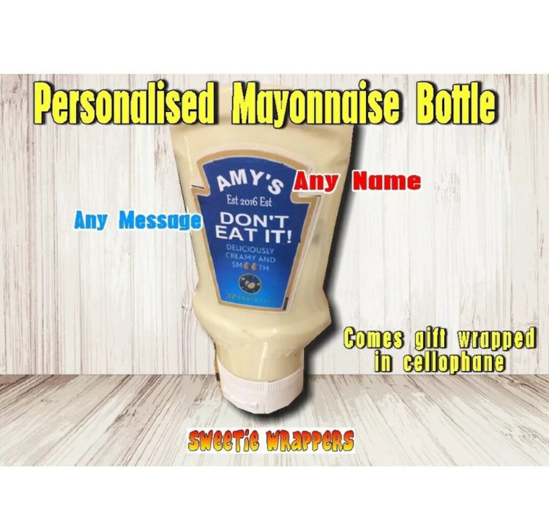 Personalised Mayonnaise Bottle & Label Christmas Birthday Gift Etsy UK
