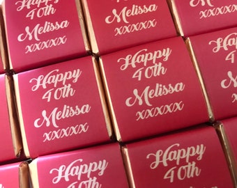 24 x Personalised Milk Chocolate Neapolitans Black Blue Red etc & Gold