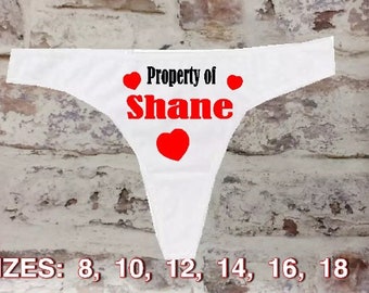 Valentines Novelty Design White Thong Pants Knickers