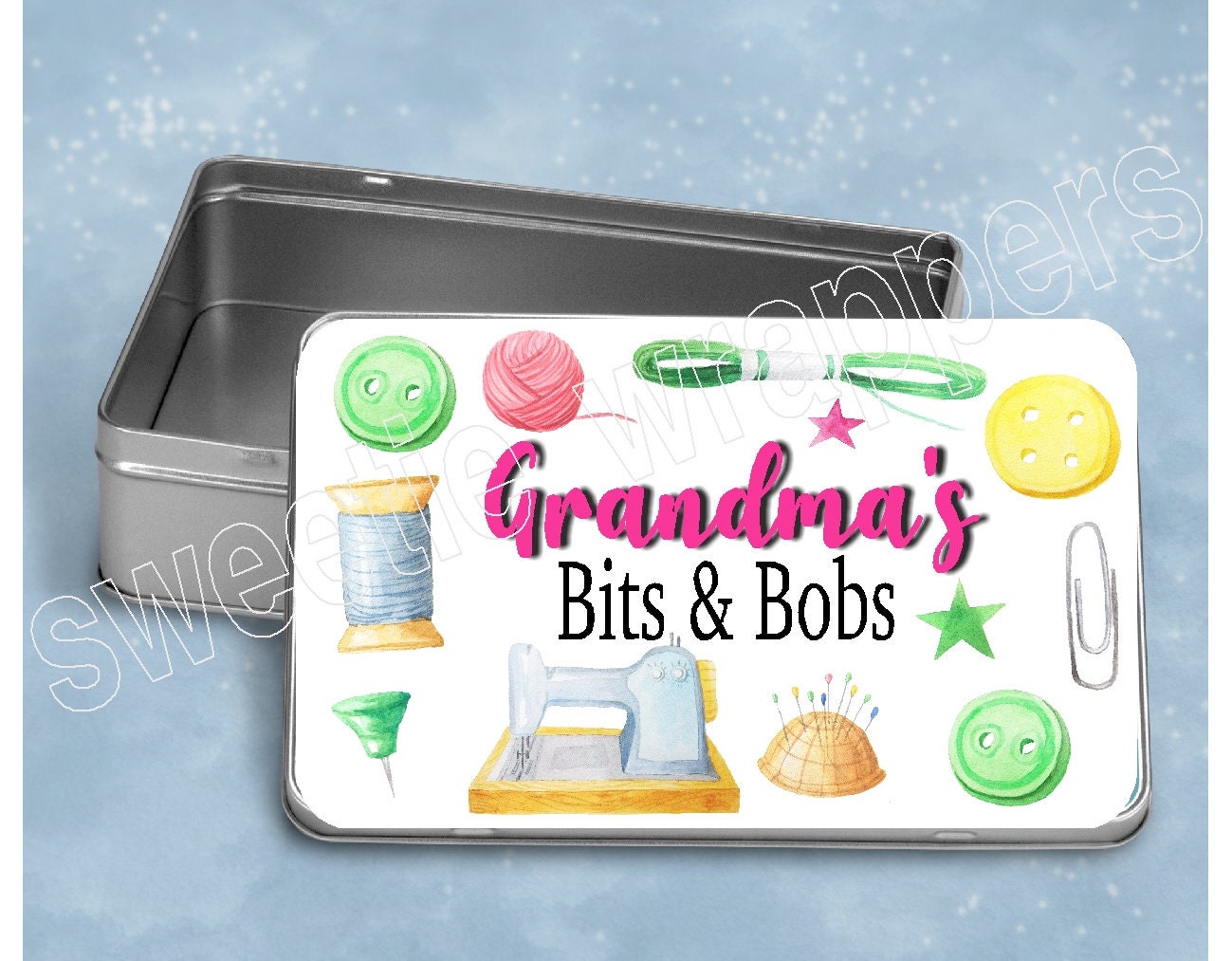 Grandma's Bits and Bobs Metal Tin Sewing Etsy UK