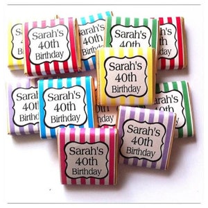 24 x Personalised Milk Chocolate Neapolitans Party Favours Candy Stripe Wrapper