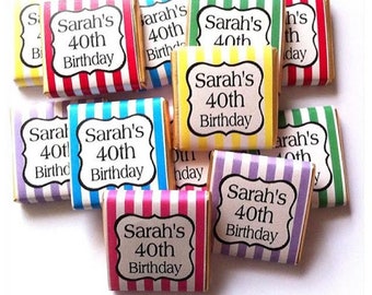 24 x Personalised Milk Chocolate Neapolitans Party Favours Candy Stripe Wrapper