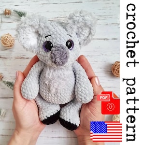 Plush Koala  Crochet Pattern - printable PDF A crocheted toy for games or the decor of your home.
