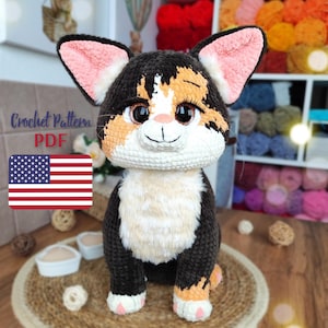 CROCHET PATTERN Basik the Cat, Amigurumi Basik the Cat Pdf tutorial