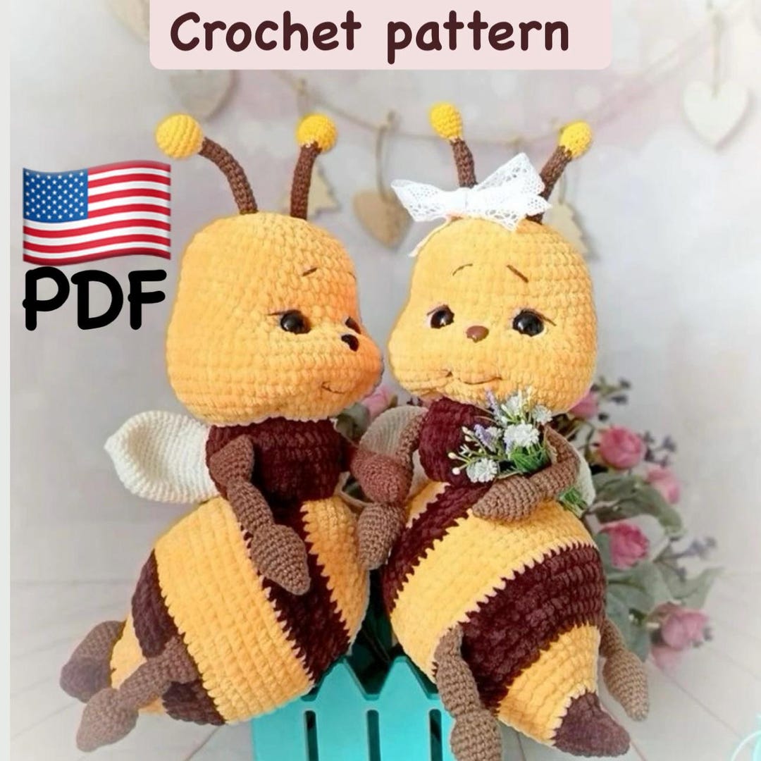 Amigurumi Bee Pattern PDF Template in English, Crochet Insect Pattern ...