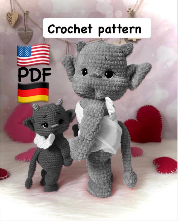 Amigurumi little devil pattern PDF template in English