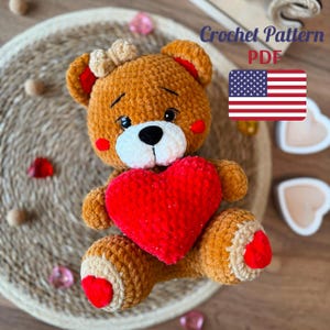 CROCHET PATTERN Teddy Bear with a heart Amigurumi Teddy Bear with a heart Pdf tutorial