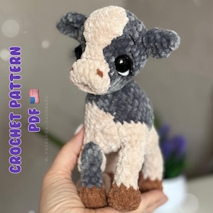 Crochet Pattern Baby Calf 15 cm - Plush Amigurumi baby Cow - Poseable Calf  Stuffed Animal - PDF  - Farm Nursery Décor - Quick to make
