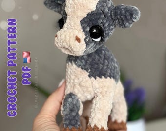 Crochet Pattern Baby Calf 15 cm - Plush Amigurumi baby Cow - Poseable Calf  Stuffed Animal - PDF  - Farm Nursery Décor - Quick to make