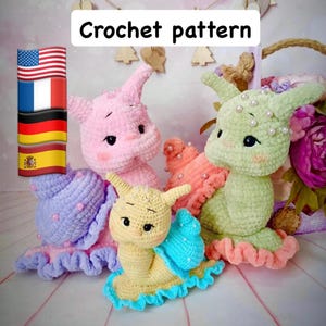 Amigurumi snail pattern PDF file In English, German, French and Spanish