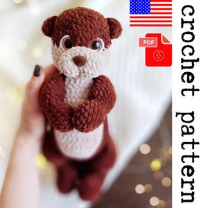 Plush Otter  Crochet Pattern - printable PDF A crocheted toy for games or the decor of your home.