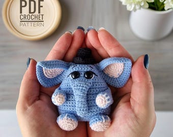 Elephant Amigurumi Crochet Pattern: Toy with Hat (PDF Pattern)