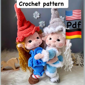 Amigurumi elf crochet pattern in PDF format in English and German