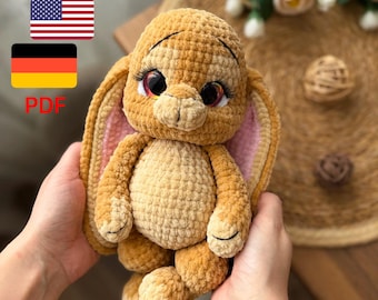 Bunny crochet pattern, Amigurumi bunny,  Crochet pattern Bunny PDF