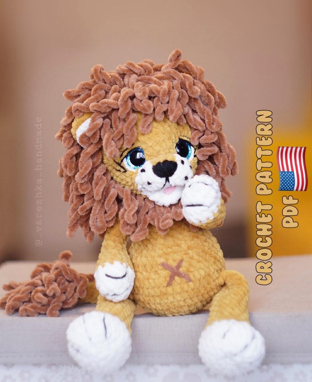 Crochet Pattern LION Cub Amigurumi Toy - Plush Lion Stuffed Animal ...