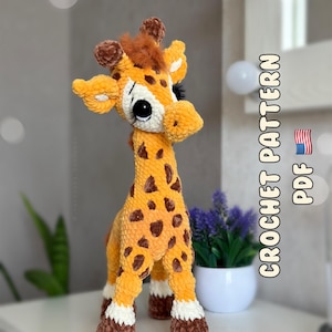 Crochet Pattern Giraffe 40 cm - Plush Amigurumi Standing Toy - Plush Yarn Stuffed Animal - Safari Nursery Decor - PDF file