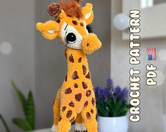 Crochet Pattern Giraffe 40 cm - Plush Amigurumi Standing Toy - Plush Yarn Stuffed Animal - Safari Nursery Decor - PDF file